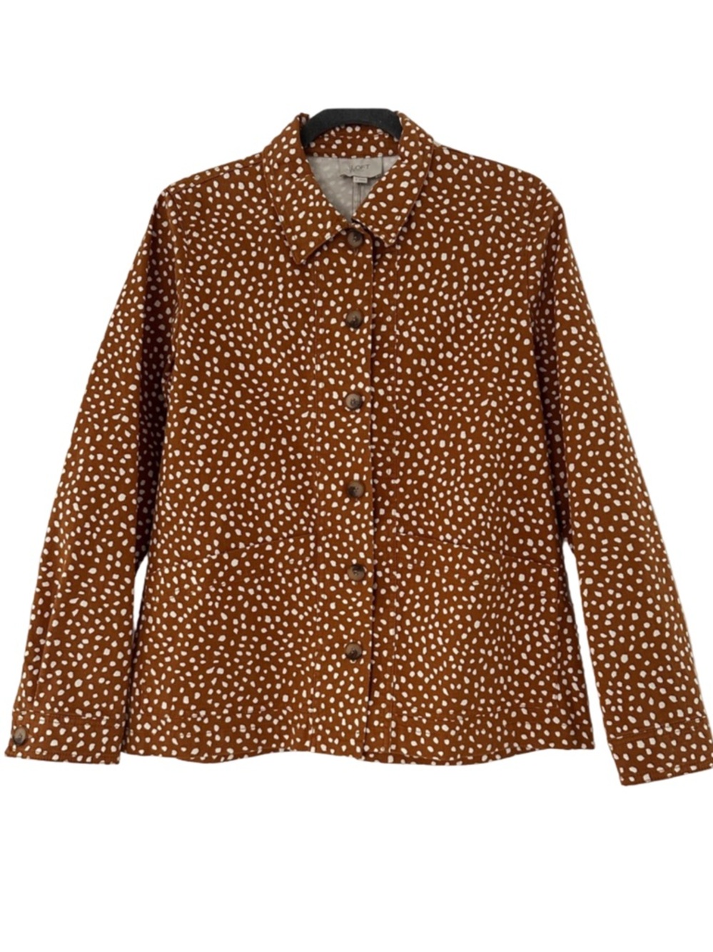 New Loft Polka Dot Shacket/Top in Brown & White Size S